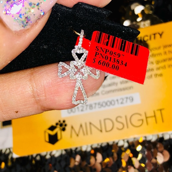 Real diamond cross pendant, not CZ not fake, best gift for women, birthday gift - Picture 3 of 6